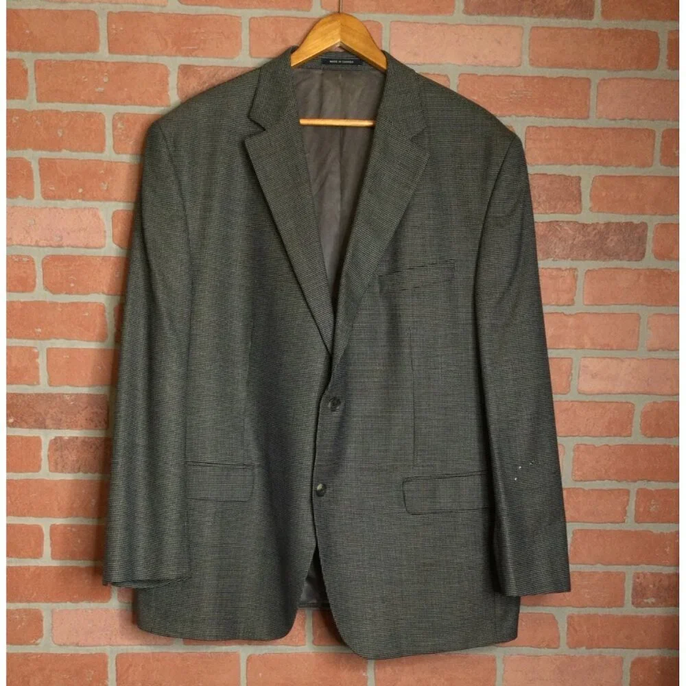 Mens Cremeux Loro Piana Wool Blazer Size 48R Gray Houndstooth Flawed